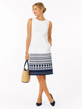 Brooks Brothers 346 Cotton Shift Dress 10 Nautical Coastal Grandmother Old Money